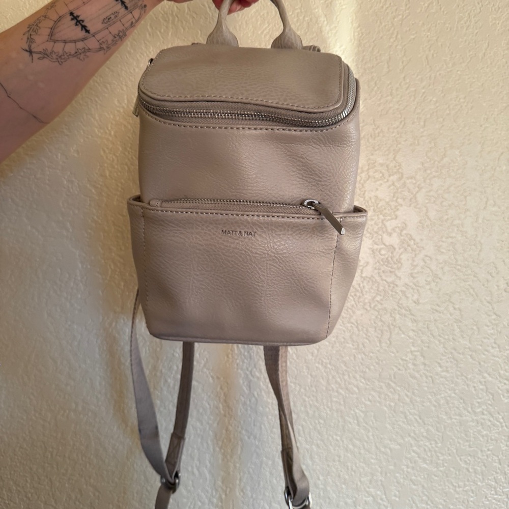 Matt & Nat vegan leather mini backpack in grey